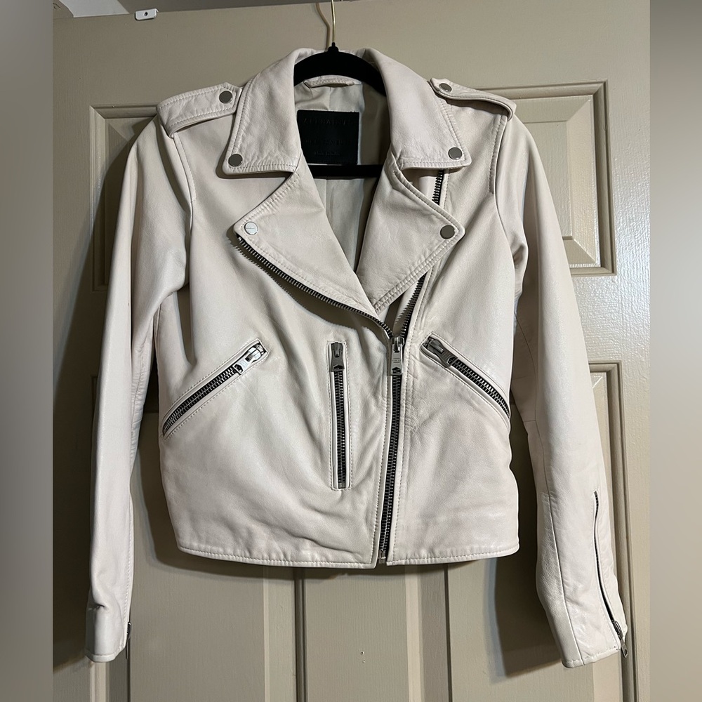 All Saints Off-White Leather Jacket